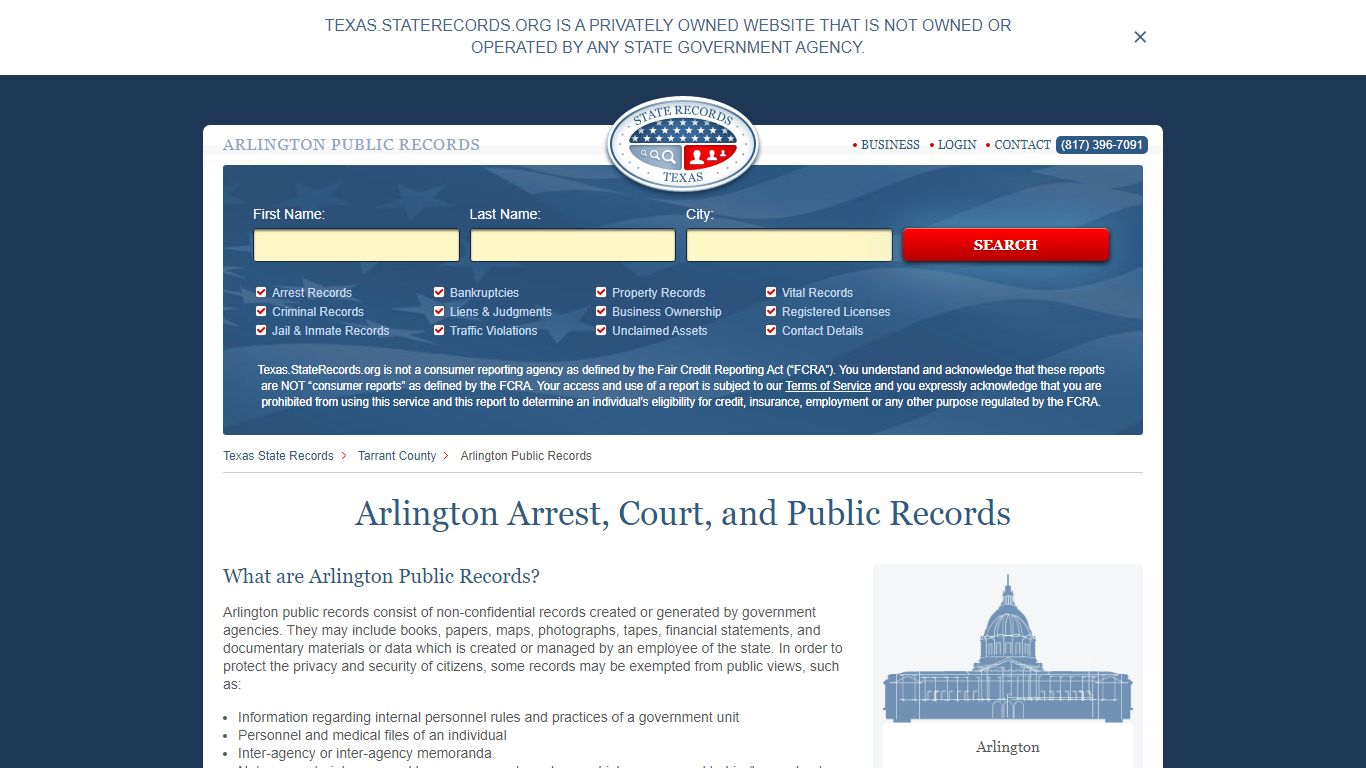 Arlington Arrest and Public Records | Texas.StateRecords.org